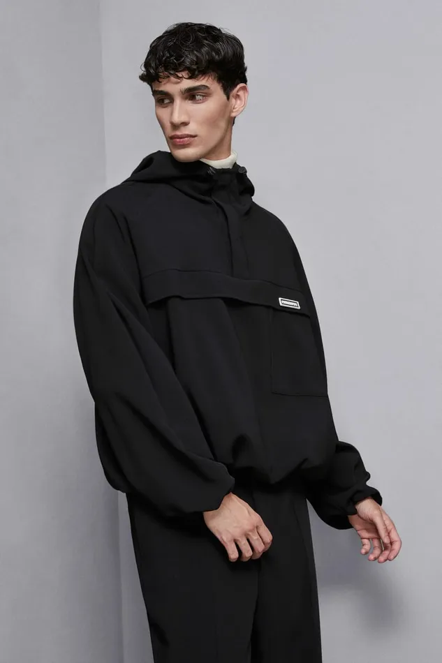 Patrizia Pepe Jackets Fluid Fabric Sweatshirt Black 8211 Men