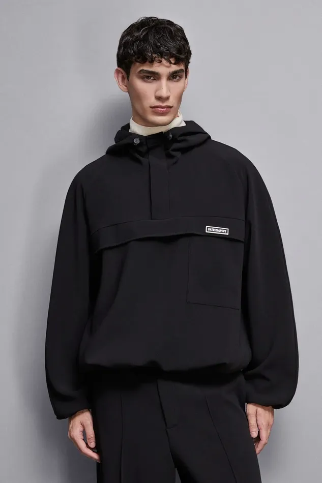 Patrizia Pepe Jackets Fluid Fabric Sweatshirt Black 8211 Men