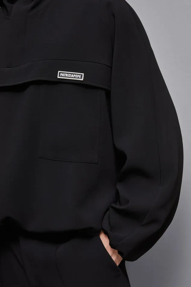 Patrizia Pepe Jackets Fluid Fabric Sweatshirt Black 8211 Men