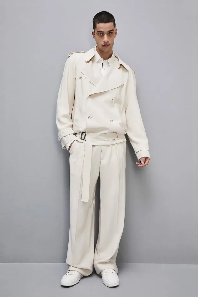Patrizia Pepe Jackets Short TrenchEffect Jacket In Viscose Twill Beige 8211 Men