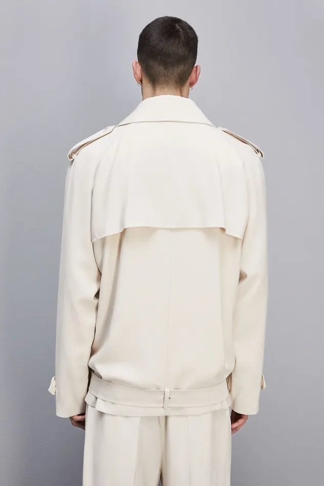 Patrizia Pepe Jackets Short TrenchEffect Jacket In Viscose Twill Beige 8211 Men