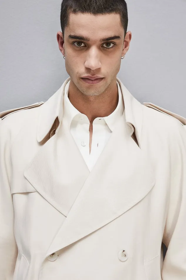 Patrizia Pepe Jackets Short TrenchEffect Jacket In Viscose Twill Beige 8211 Men