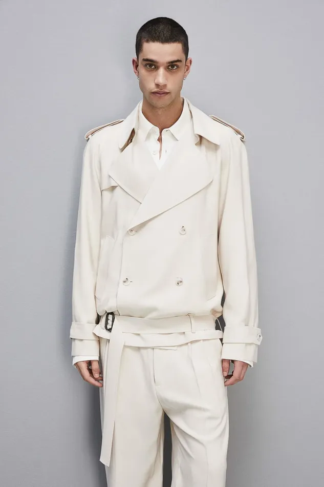 Patrizia Pepe Jackets Short TrenchEffect Jacket In Viscose Twill Beige 8211 Men