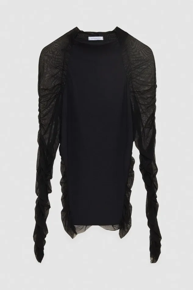 Patrizia Pepe Knitwear Jersey And Tulle Turtleneck Sweater Black 8211 Women