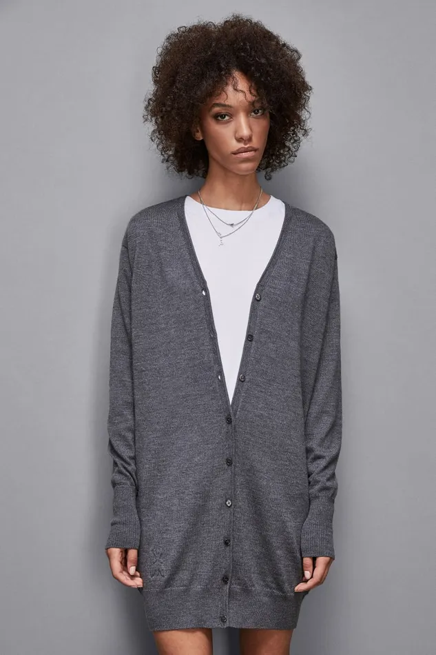 Patrizia Pepe Knitwear Maxi Wool Cardigan Grey 8211 Women