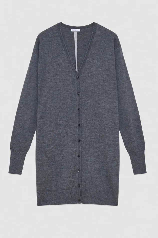 Patrizia Pepe Knitwear Maxi Wool Cardigan Grey 8211 Women