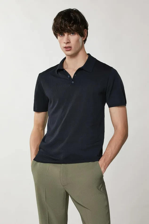 Patrizia Pepe Knitwear ShortSleeved Polo Shirt Blue 8211 Men