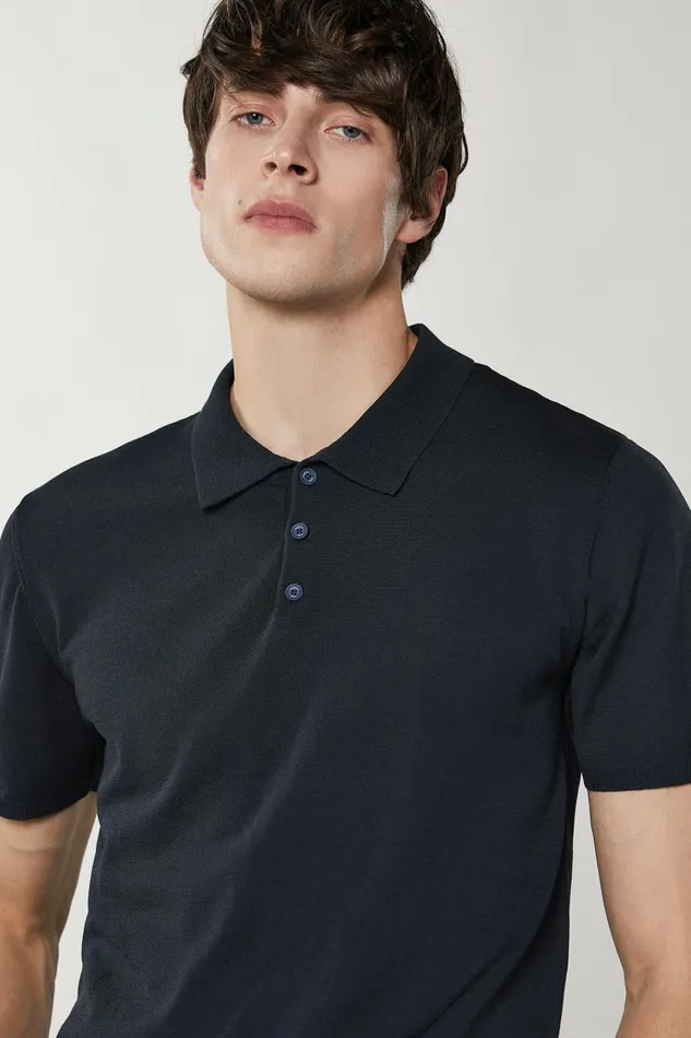 Patrizia Pepe Knitwear ShortSleeved Polo Shirt Blue 8211 Men