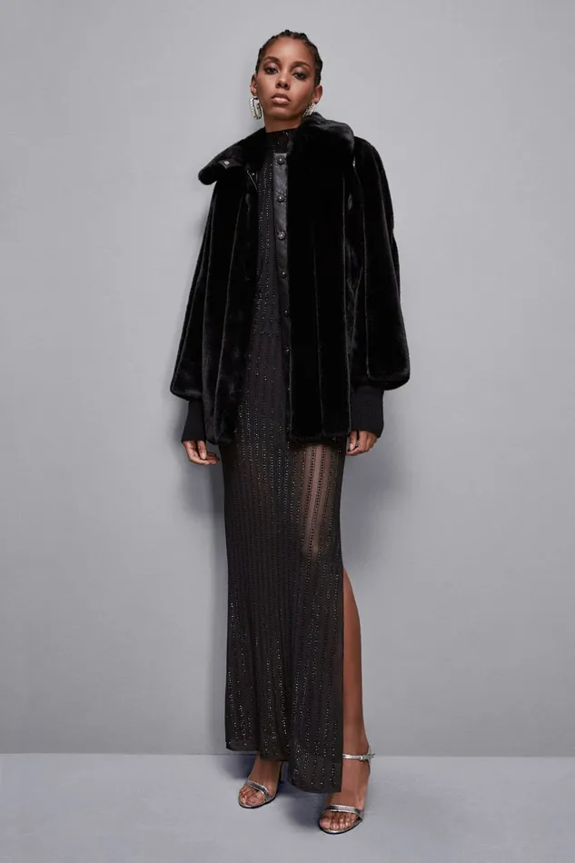Patrizia Pepe Outerwear Midi Synthetic Fabric Coat Black 8211 Women