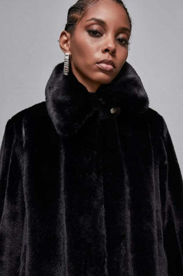 Patrizia Pepe Outerwear Midi Synthetic Fabric Coat Black 8211 Women
