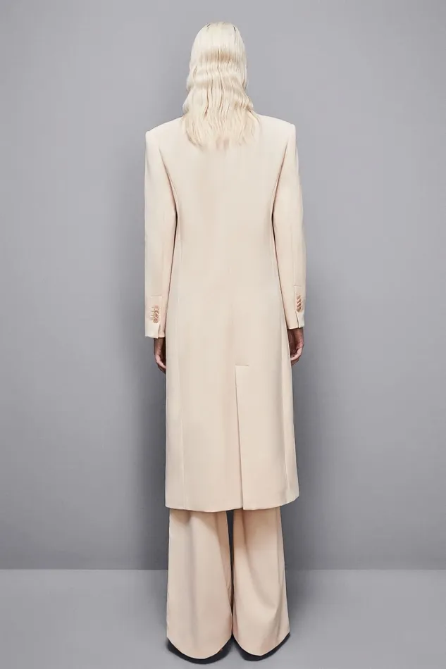 Patrizia Pepe Outerwear Stretch Viscose Long Coat Beige 8211 Women