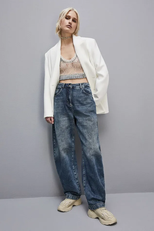 Patrizia Pepe Pants and Jeans Low Waist Balloon Denim Pants Light Blue 8211 Women