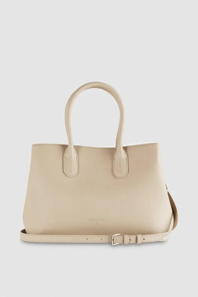 Patrizia Pepe Shoppers Fly Leather Shopping Bag With Shoulder Strap Beige 8211 Women