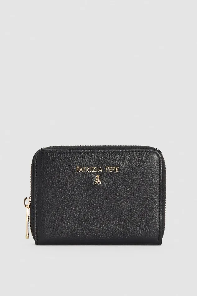 Patrizia Pepe Small Leather Goods Essential Medium ZipAround Purse Black 8211 Women
