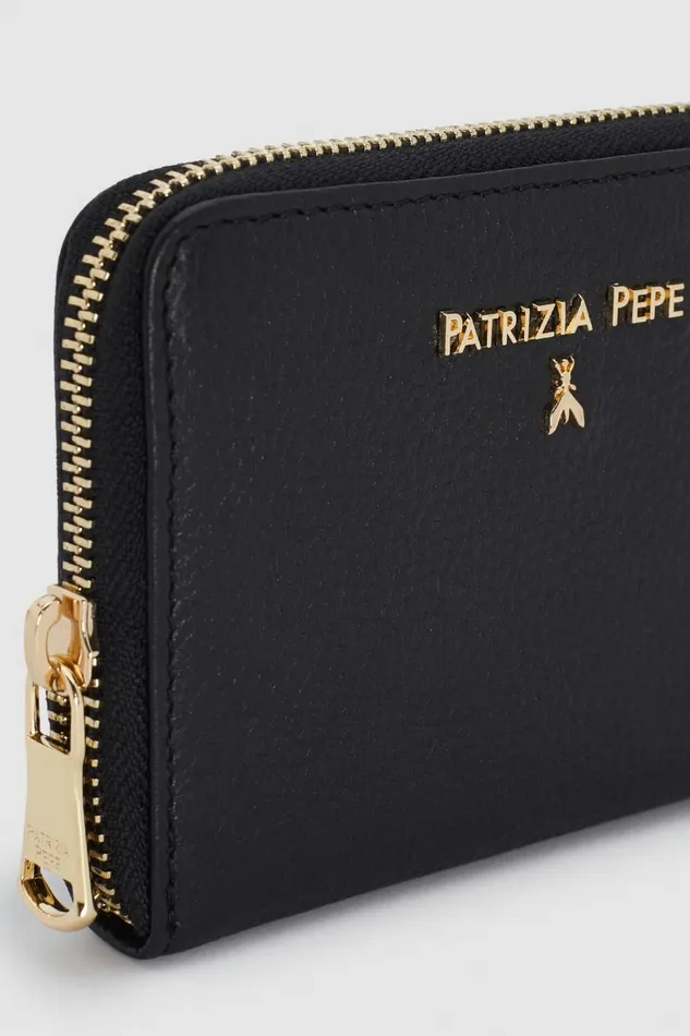 Patrizia Pepe Small Leather Goods Essential Medium ZipAround Purse Black 8211 Women