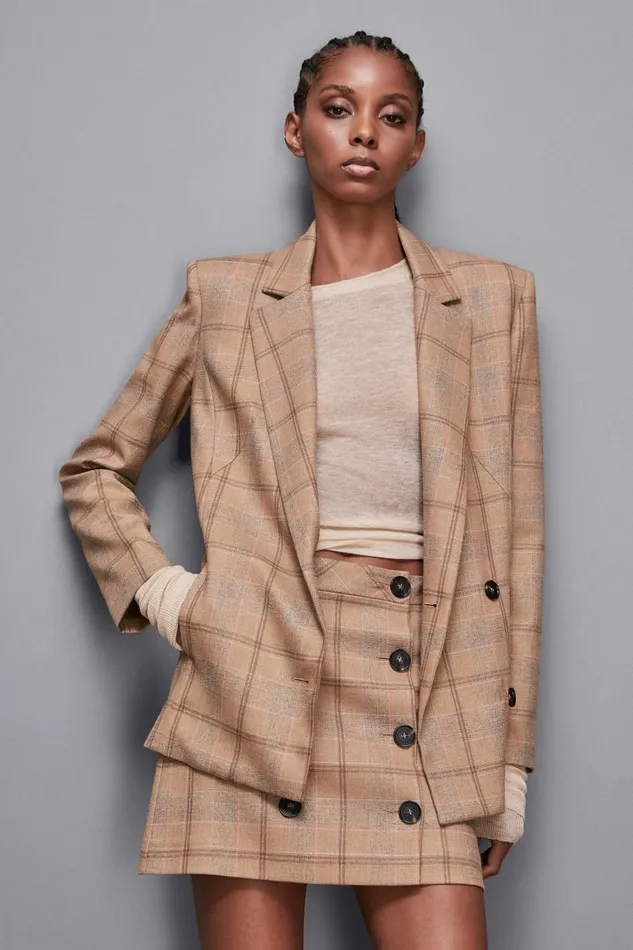 Patrizia Pepe Tailleur Checked Blazer Brown 8211 Women