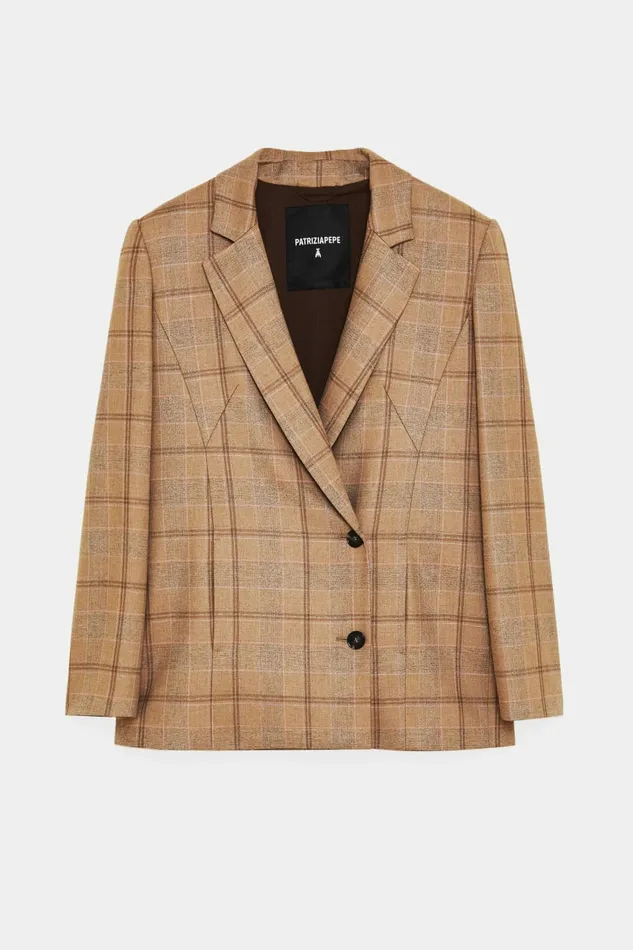 Patrizia Pepe Tailleur Checked Blazer Brown 8211 Women