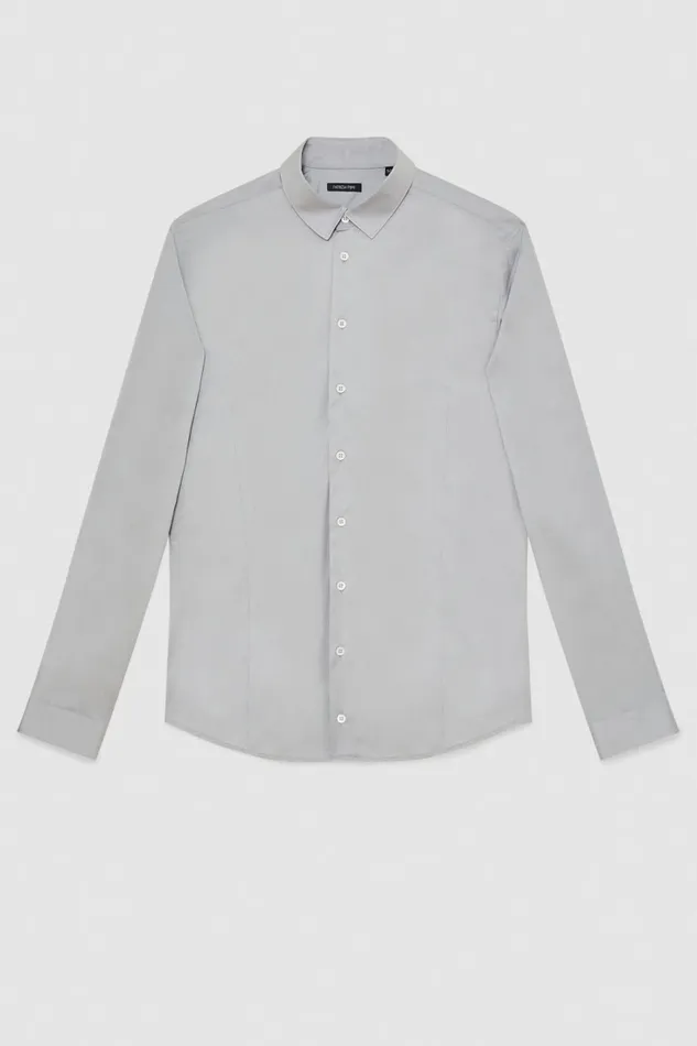 Patrizia Pepe Tops and Shirts Cotton Poplin Regular Shirt Grey 8211 Men