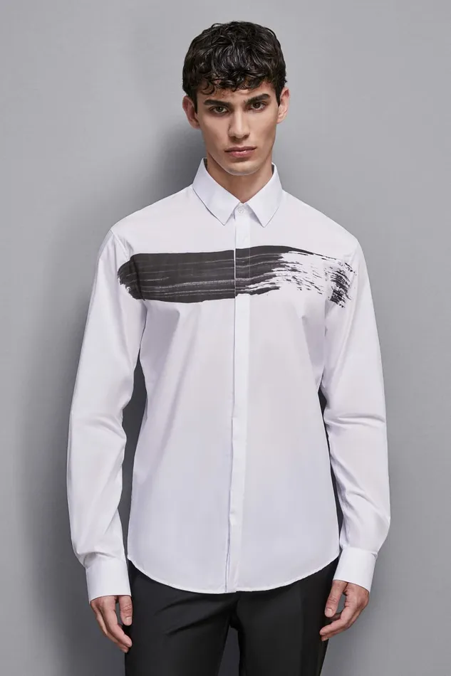 Patrizia Pepe Tops and Shirts Cotton Shirt With Print White 8211 Men