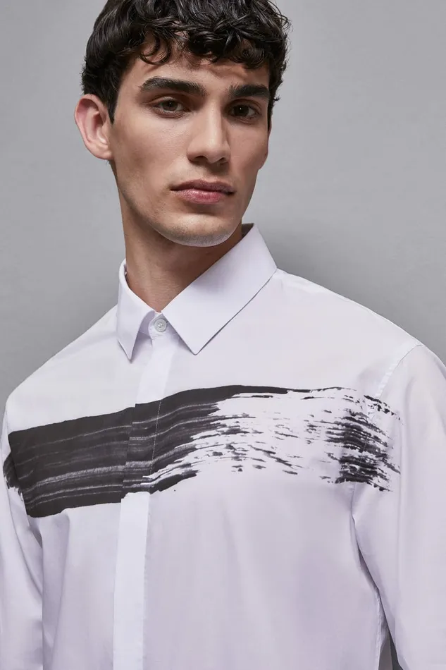 Patrizia Pepe Tops and Shirts Cotton Shirt With Print White 8211 Men