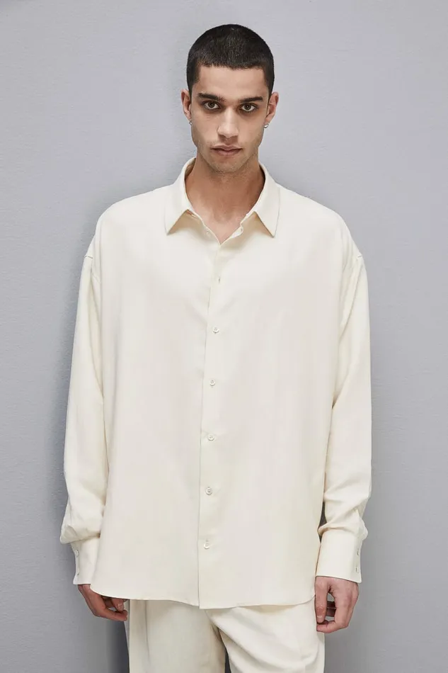 Patrizia Pepe Tops and Shirts Linen And Viscose Oversized Shirt Beige 8211 Men