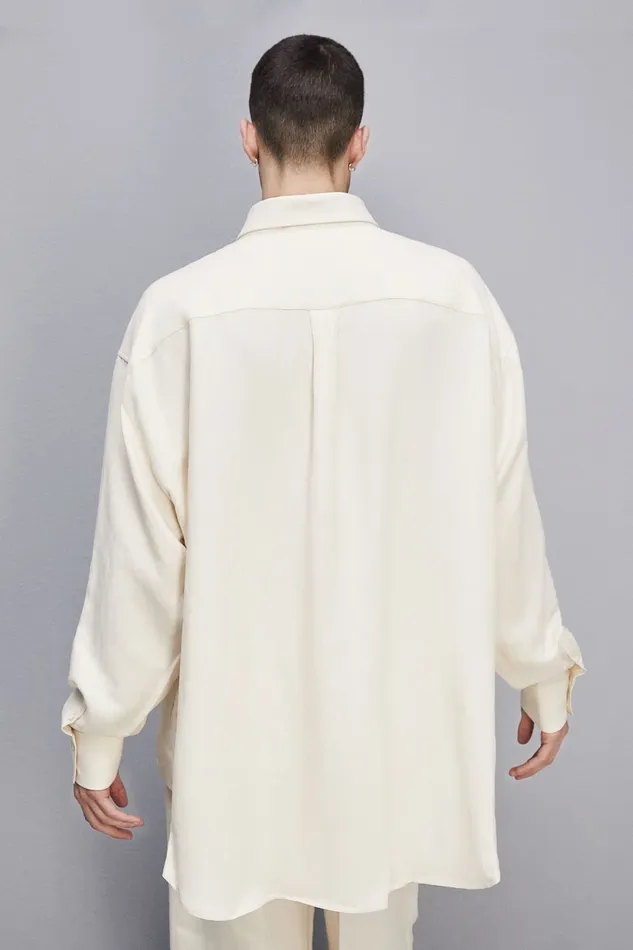 Patrizia Pepe Tops and Shirts Linen And Viscose Oversized Shirt Beige 8211 Men