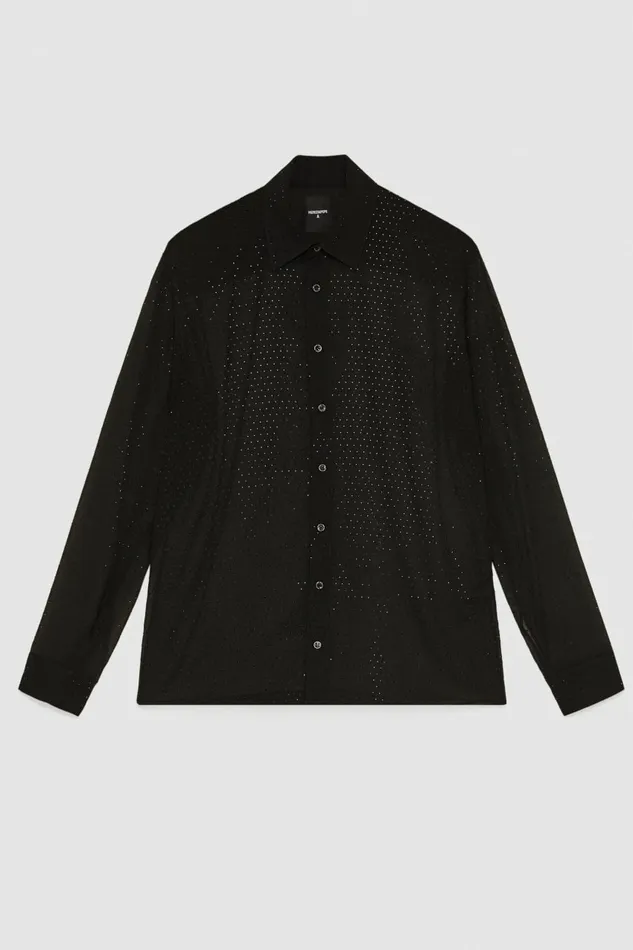 Patrizia Pepe Tops and Shirts Voile Shirt With Rhinestones Black 8211 Men