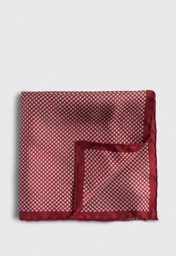 Paulstuart Pocket Squares Mens Printed Silk Houndstooth Pocket Square Black