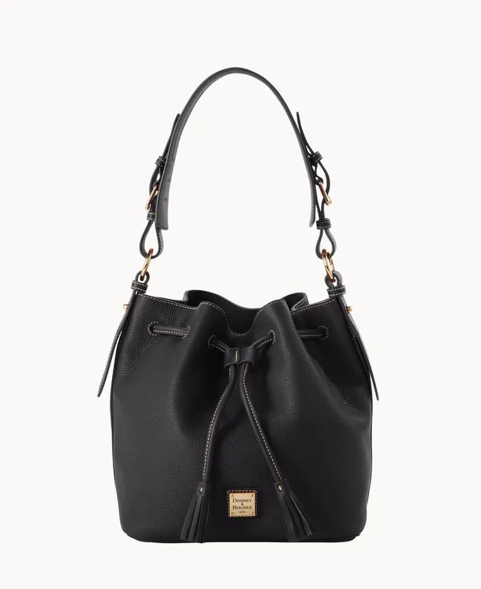 Pebble Grain Drawstring Black Black Woman Dooney and Bourke Shoulder Bags