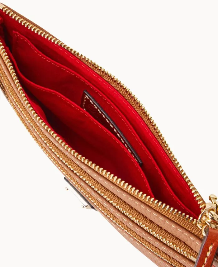 Pebble Grain Triple Zip Wristlet Caramel ManWoman Dooney and Bourke Wallets Pebble Grain Triple Zip Wristlet Caramel ManWoman Dooney and Bourke Wallets