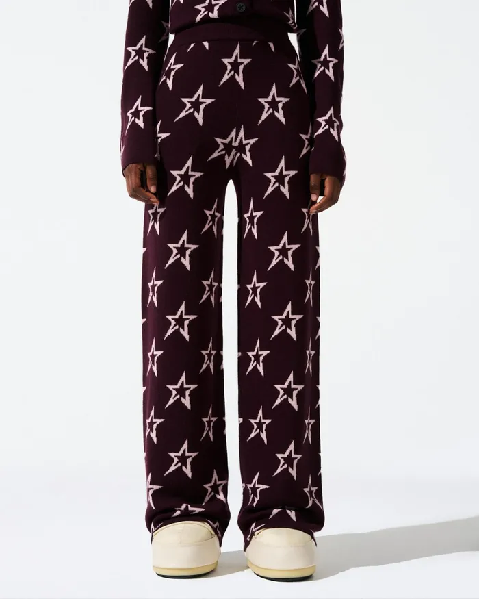 Perfect Moment Chalet Merino Wool Knitted Pant Burgundy Women Leggings