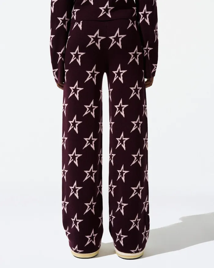 Perfect Moment Chalet Merino Wool Knitted Pant Burgundy Women Leggings
