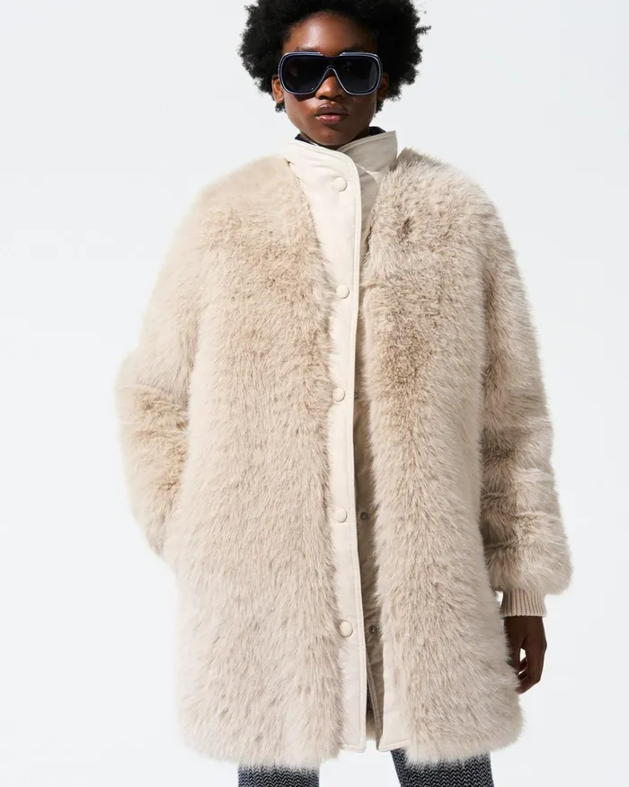 Perfect Moment Faux Fur Coat Cream Faux Fur Women Jackets