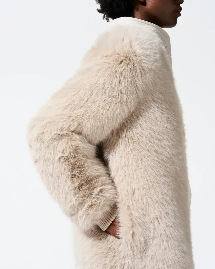 Perfect Moment Faux Fur Coat Cream Faux Fur Women Jackets