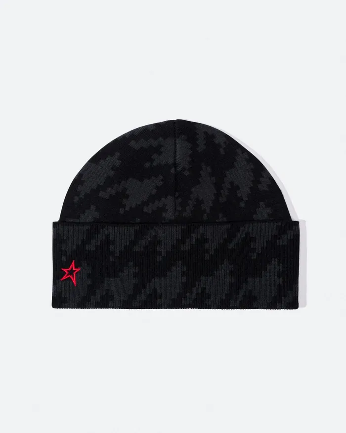 Perfect Moment Houndstooth Merino Wool Beanie Black Houndstooth Women Accessories