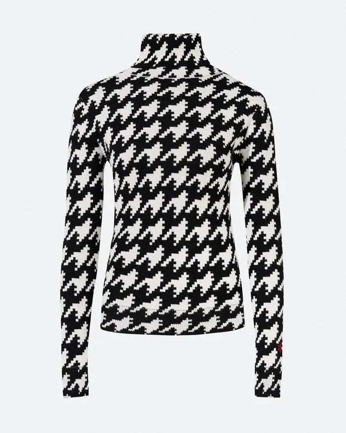 Perfect Moment Houndstooth Merino Wool Turtleneck Black and White 8211 Houndstooth Print Women Tops