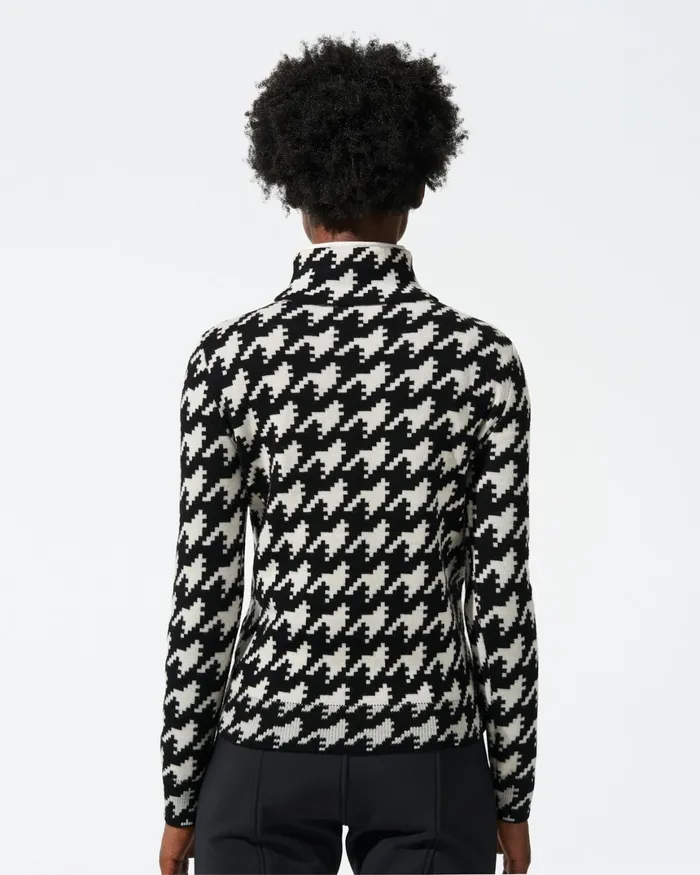 Perfect Moment Houndstooth Merino Wool Turtleneck Black and White 8211 Houndstooth Print Women Tops