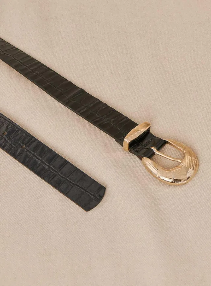 Petite Mendigote Belts Fw24 Ceinture Adrienne Croco Black 8211 Women