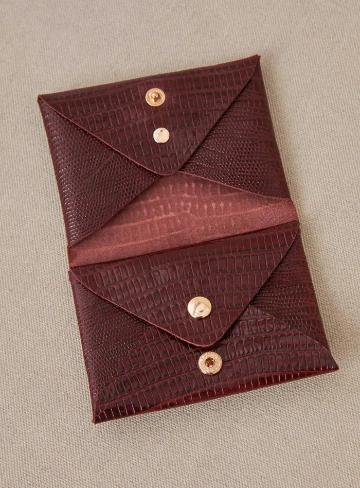 Petite Mendigote Little Leather Shop Fw24 Porte Carte Emile Double Bordeaux 8211 Women
