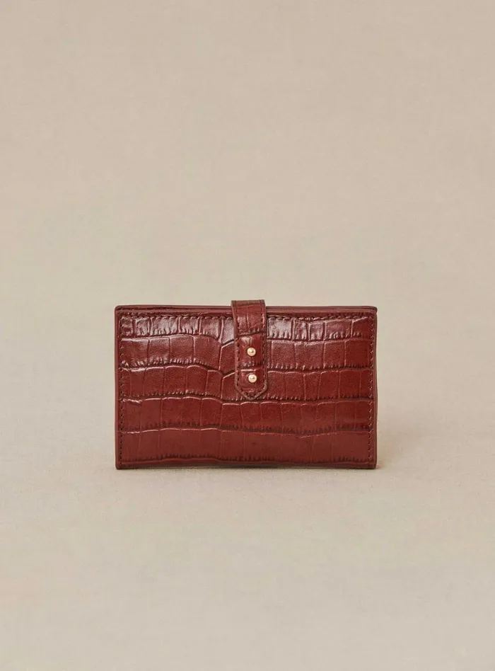 Petite Mendigote Little Leather Shop Fw24 Porte Carte Emina Croco Cognac 8211 Women