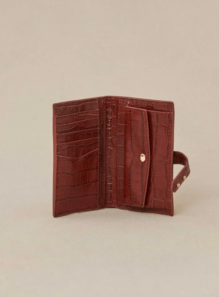 Petite Mendigote Little Leather Shop Fw24 Porte Carte Emina Croco Cognac 8211 Women