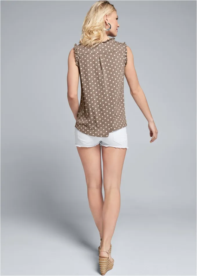 POLKA DOT TOP TWO PACK Taupe and White Women VENUS Casual Tops