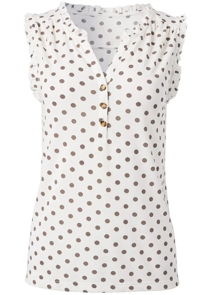 POLKA DOT TOP TWO PACK Taupe and White Women VENUS Casual Tops