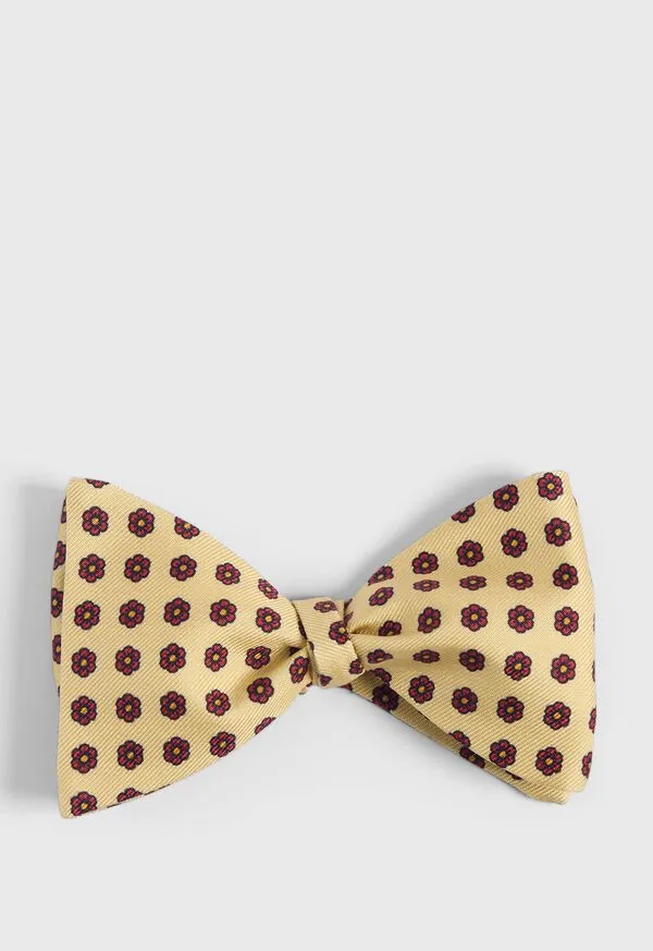 Printed Silk Flower Bow Tie Cream Ties Paulstuart Mens