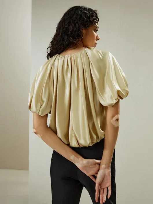 Puff Short Sleeve Silk Top 8211 Luxurious Silk Blouses For Women Women Blouses Lilysilk Shirts