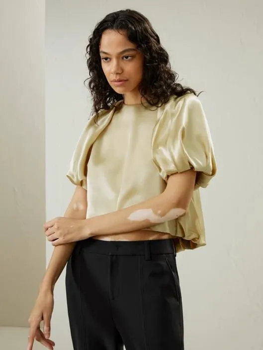 Puff Short Sleeve Silk Top 8211 Luxurious Silk Blouses For Women Women Blouses Lilysilk Shirts