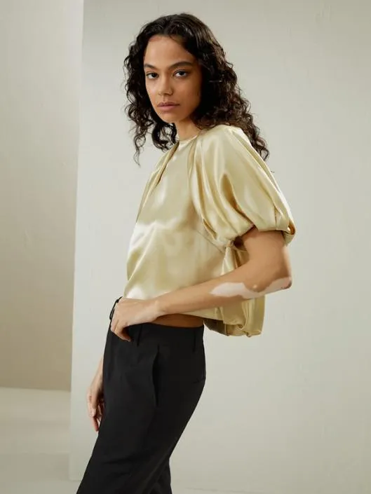 Puff Short Sleeve Silk Top 8211 Luxurious Silk Blouses For Women Women Blouses Lilysilk Shirts