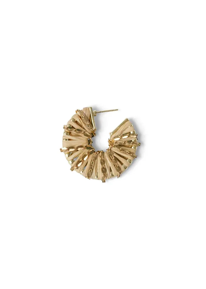 RAFFIA HOOP EARRING SET Tan Women VENUS Earrings