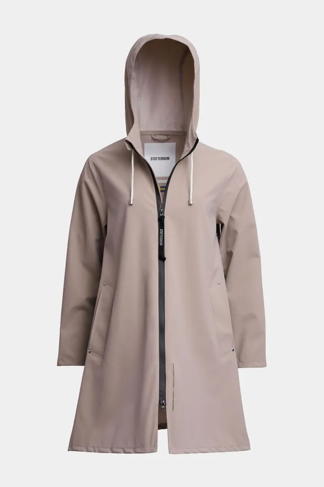 Raincoats Women Stutterheim Mosebacke Lightweight Matte Zip Raincoat Potato