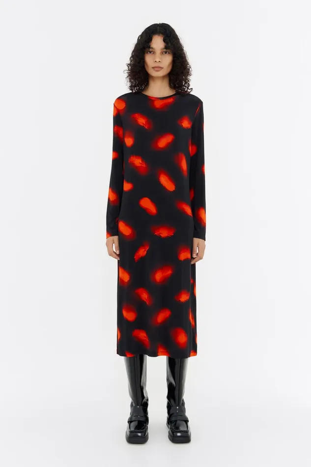 Red Plumas Viscose Midi Dress Plumas Red Women Bimba Y Lola Dresses And Jumpsuits Red Plumas Viscose Midi Dress Plumas Red Women Bimba Y Lola Dresses And Jumpsuits